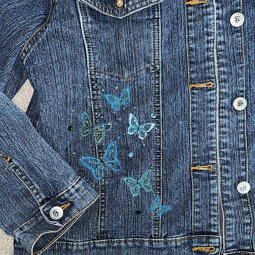 Butterfly Embroidered Jean Jacket - Picture 2 of 4